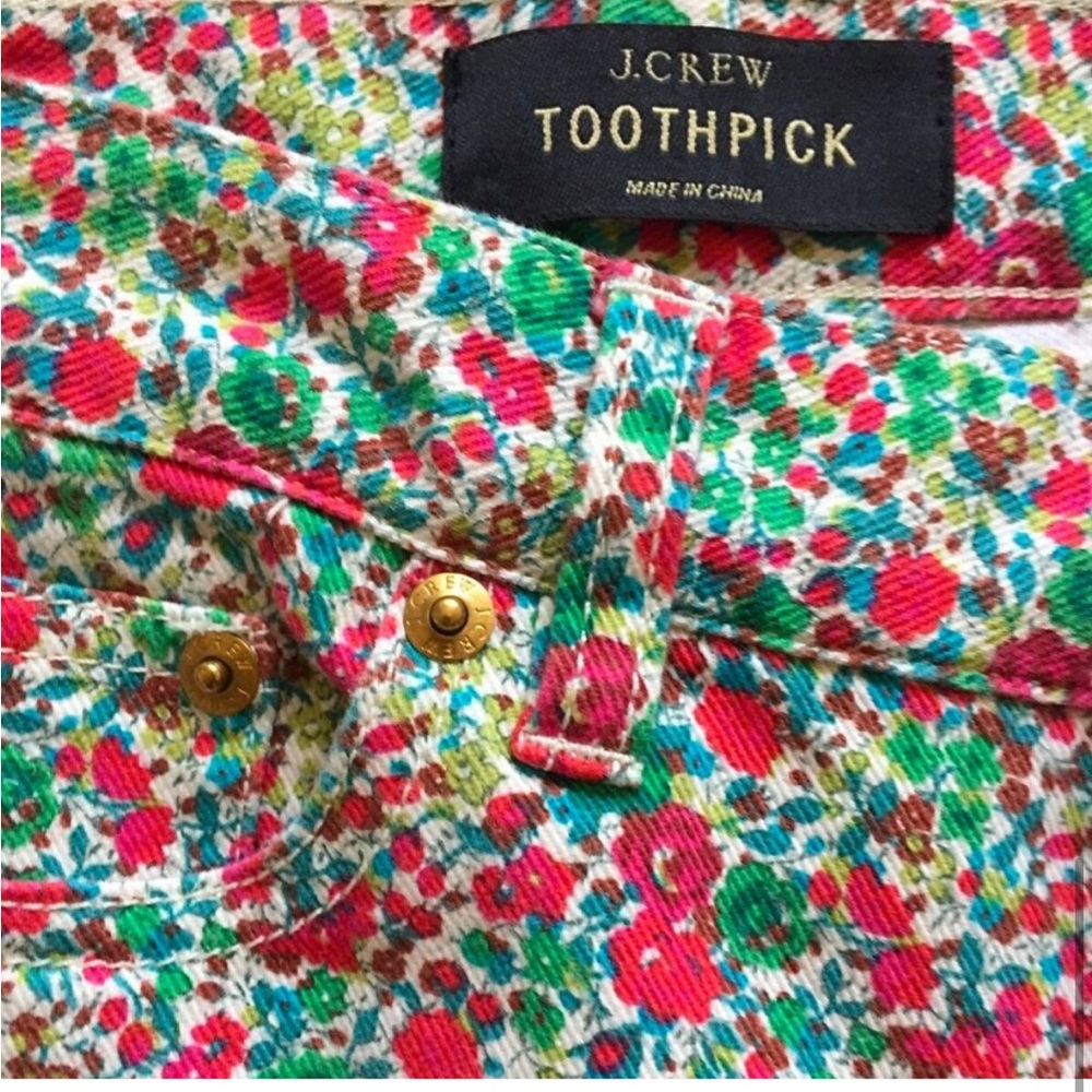 J.Crew Liberty Art Fabrics Emma & Georgina Floral Toothpick Skinny Ankle Jeans - Picture 6 of 8